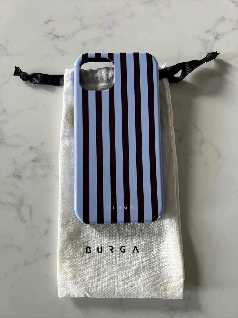BURGA Light Blue & Dark Brown Striped iPhone 13 MagSafe Case (NWT)
